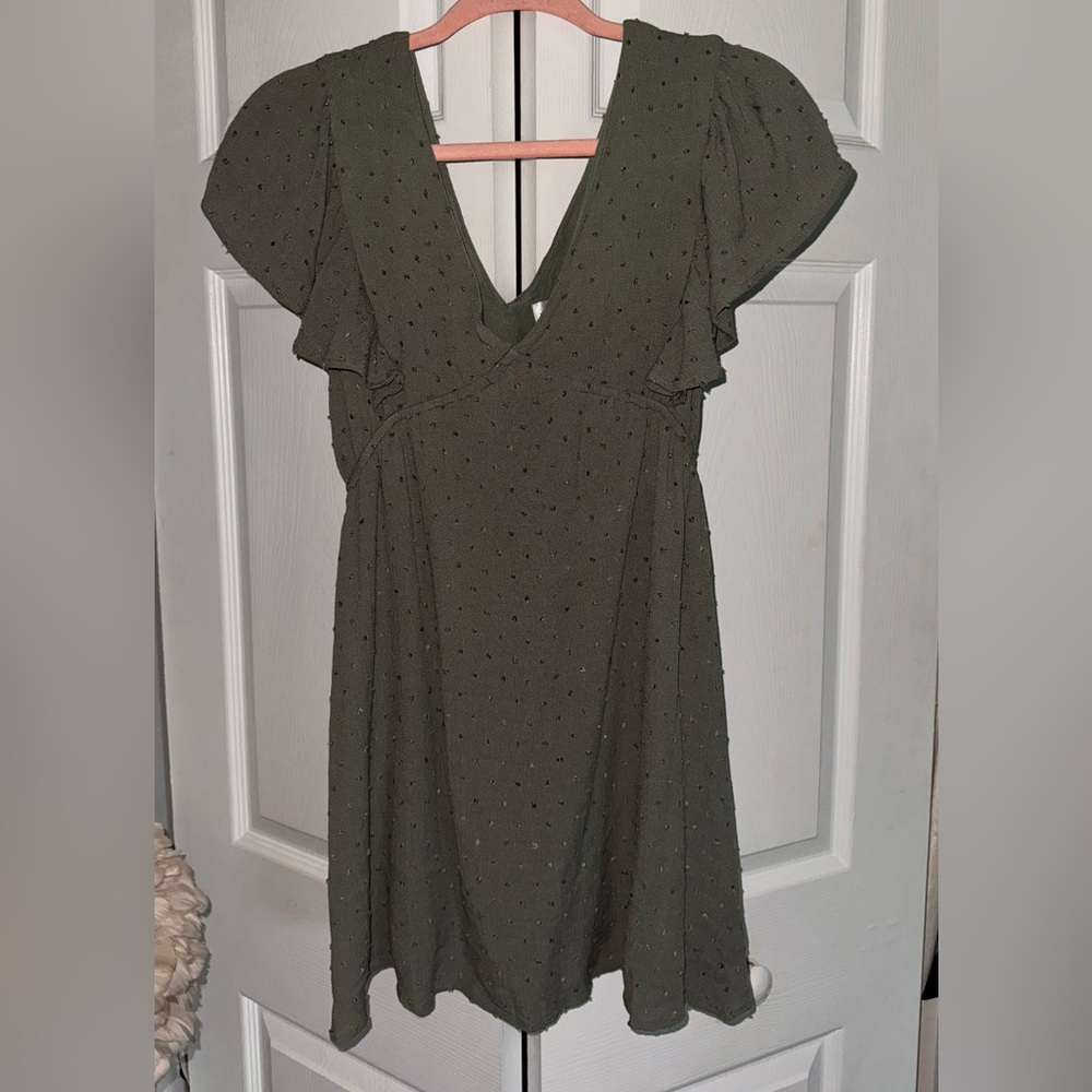 Flirty Khaki Green Summer Dress Size S